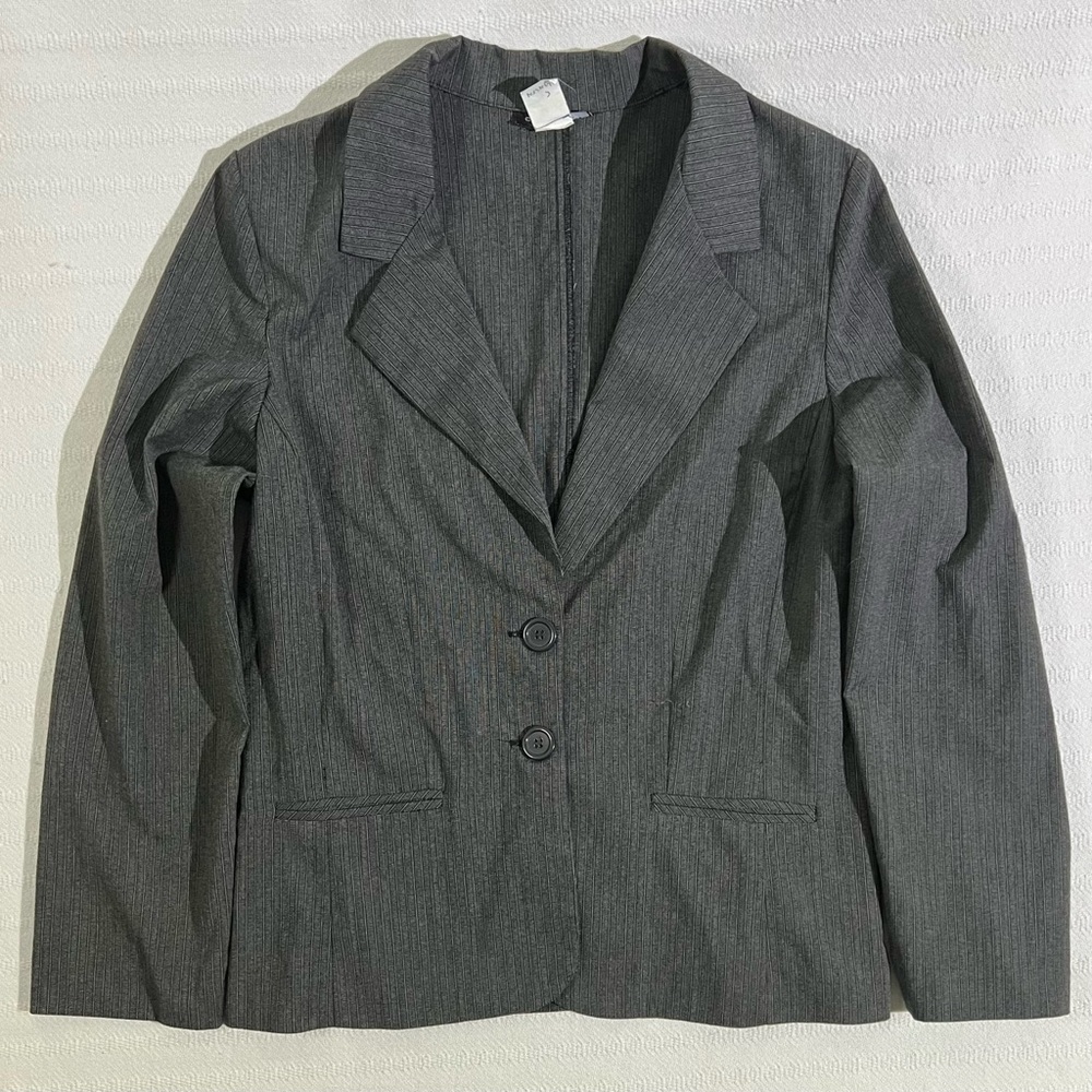 Courtenay l Double Breasted Blazer Womens 10 Gray Business Office Siren Formal